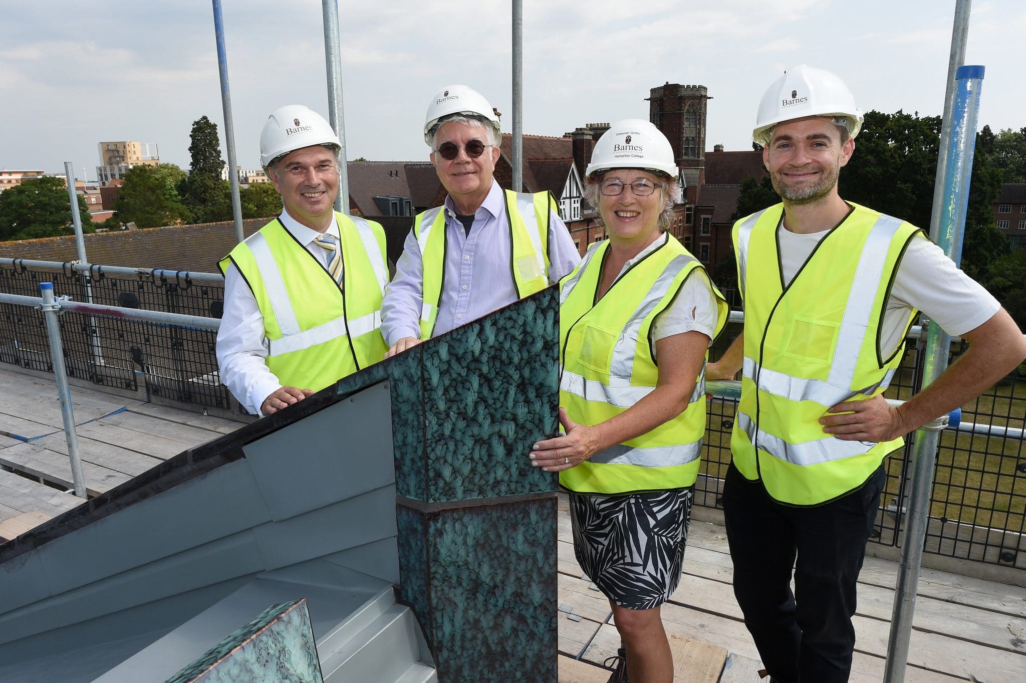 Bob Steward (Barnes Construction), Geoff Ward and Deborah Griffin (Homerton College) and Edmund Fowles (Fielden Fowles)