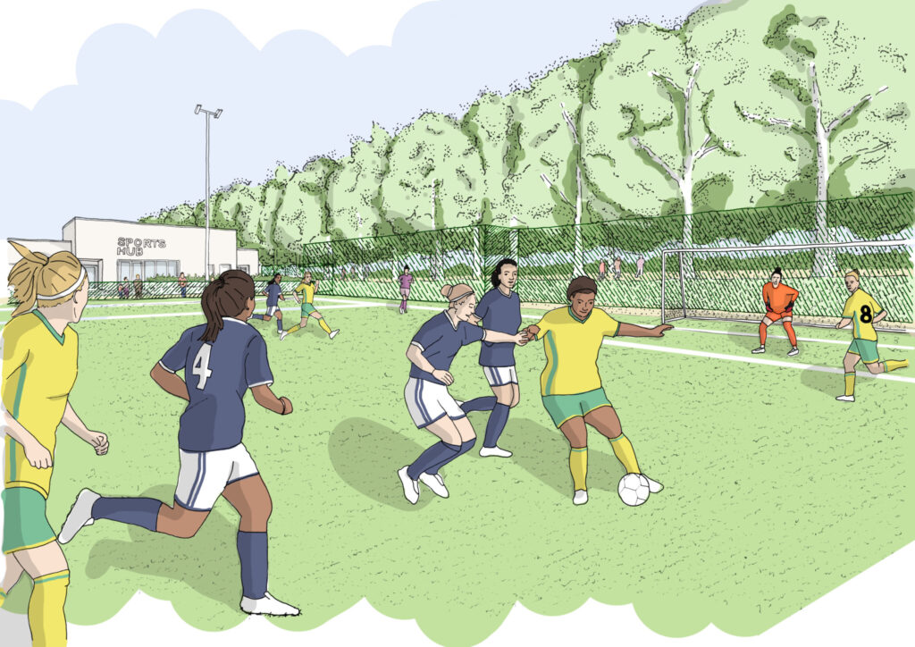 An artist's description of the proposed new look Sloughbottom Park