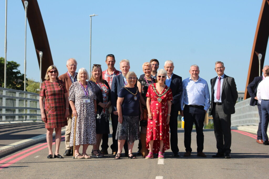 Councillors gathered on the new Bow Bridge Road