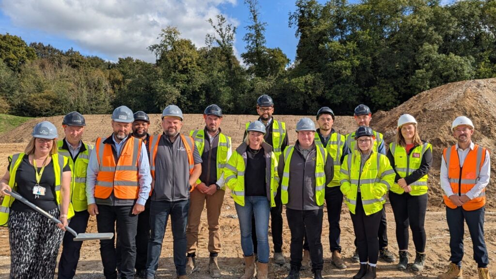 Workers from Flagship Homes and Aspen Build in their high-vises at the site in Claydon