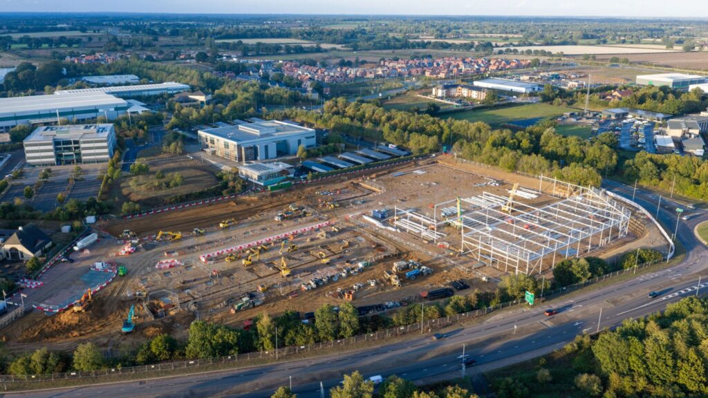 An aerial view of the Costco site