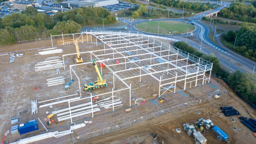 An aerial view of the Costco site